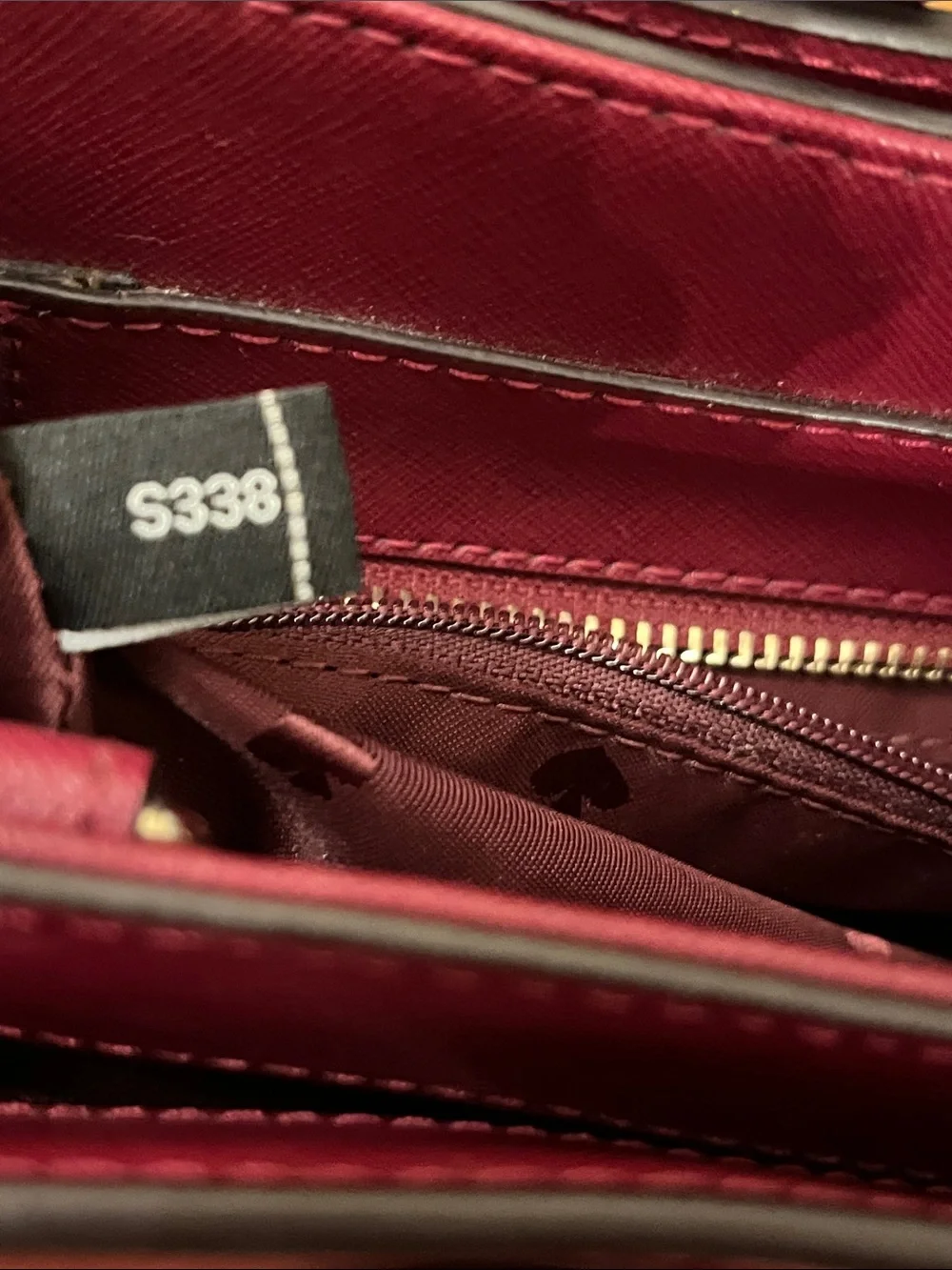 Kate Spade Laurel Way Reese Satchel Crossbody Saffiano Leather Blackberry/Maroon